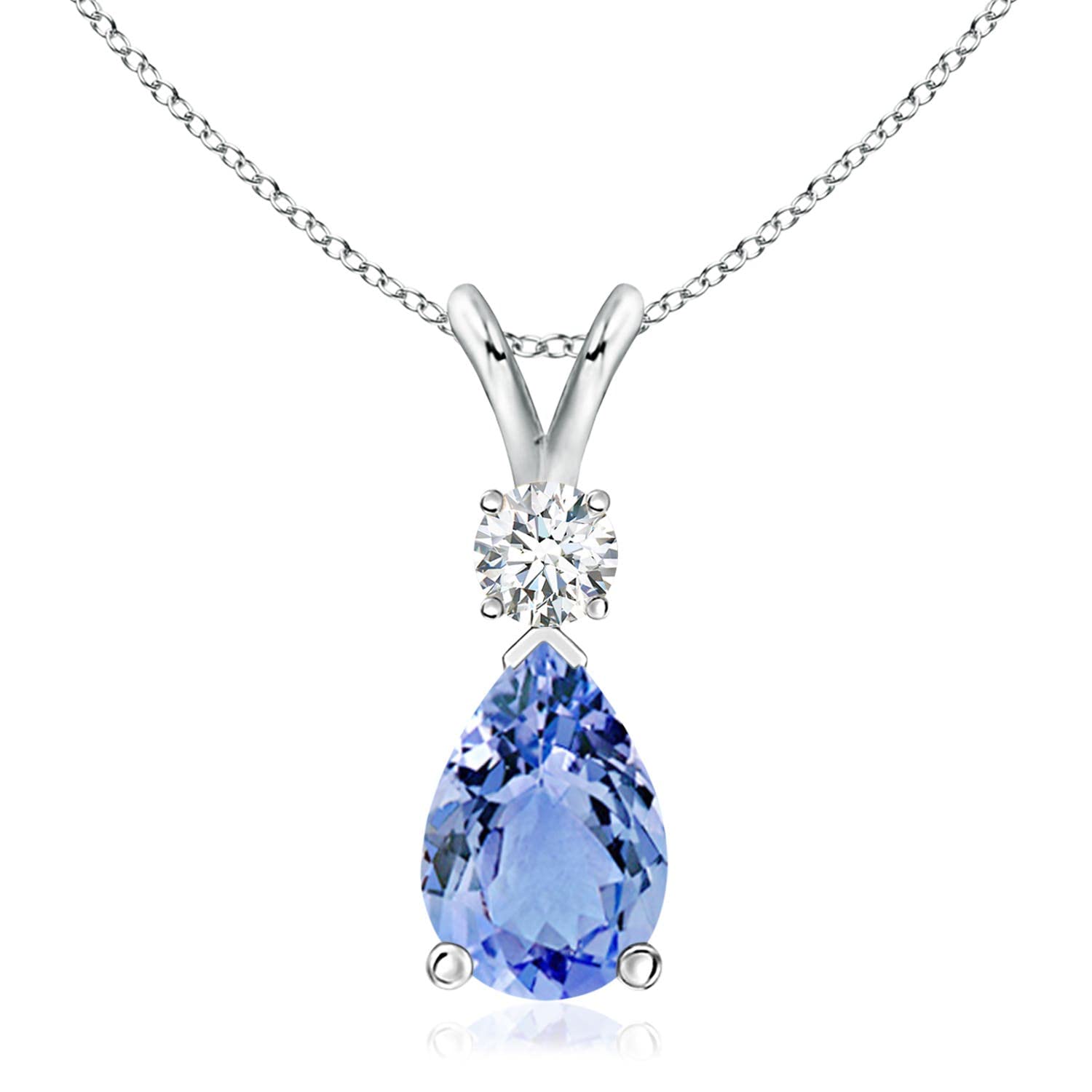 Angara Natural Tanzanite Teardrop Necklace With Diamond for Women