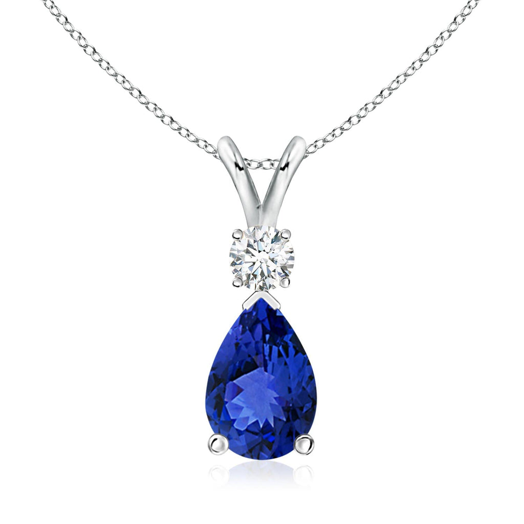 Angara Natural Tanzanite Teardrop Necklace With Diamond for Women