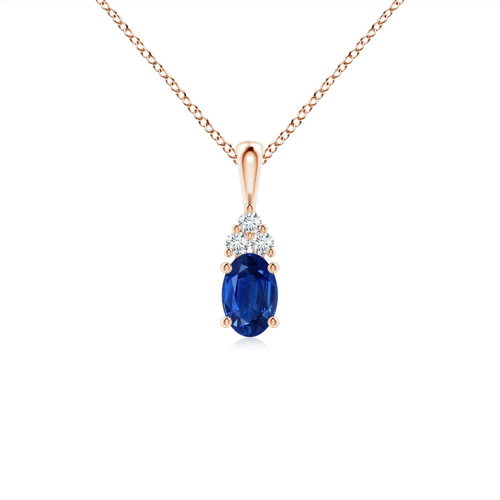 Oval Blue Sapphire Solitaire Pendant Necklace