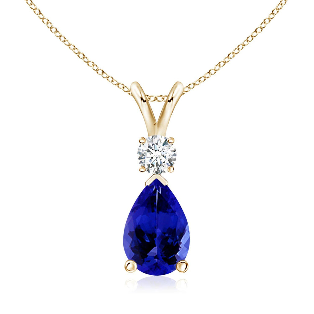 Angara Natural Tanzanite Teardrop Necklace With Diamond for Women