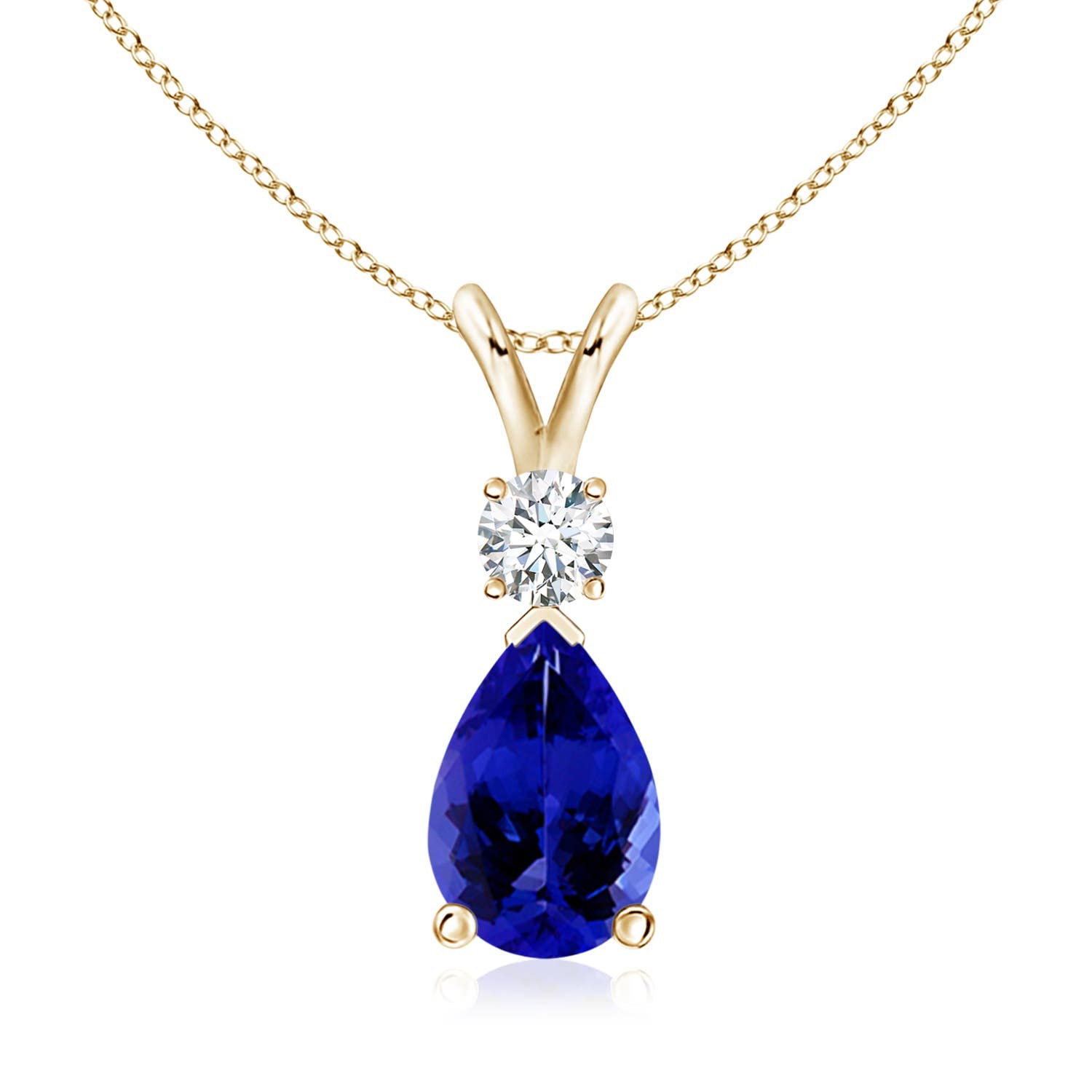 Angara Natural Tanzanite Teardrop Necklace With Diamond for Women