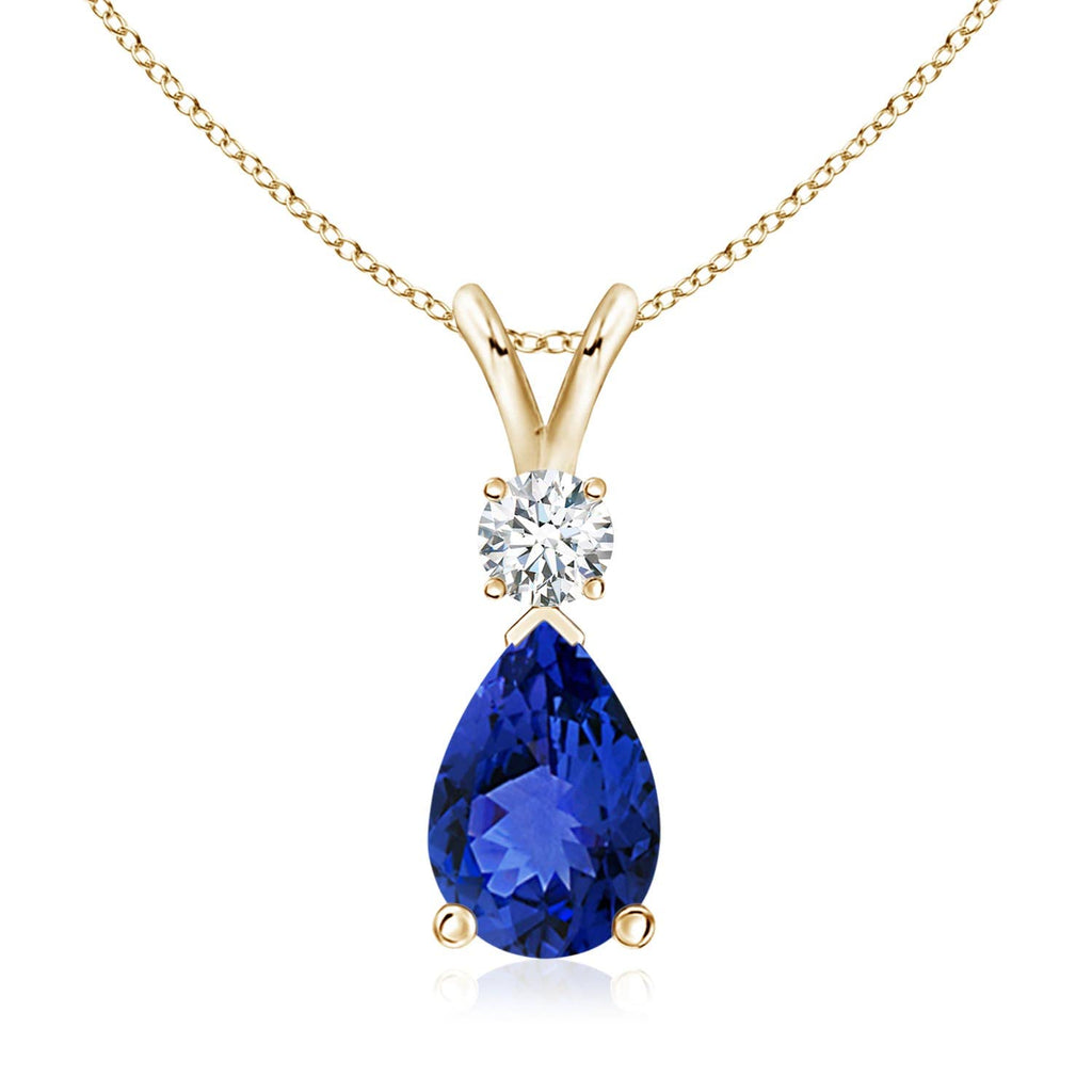Angara Natural Tanzanite Teardrop Necklace With Diamond for Women