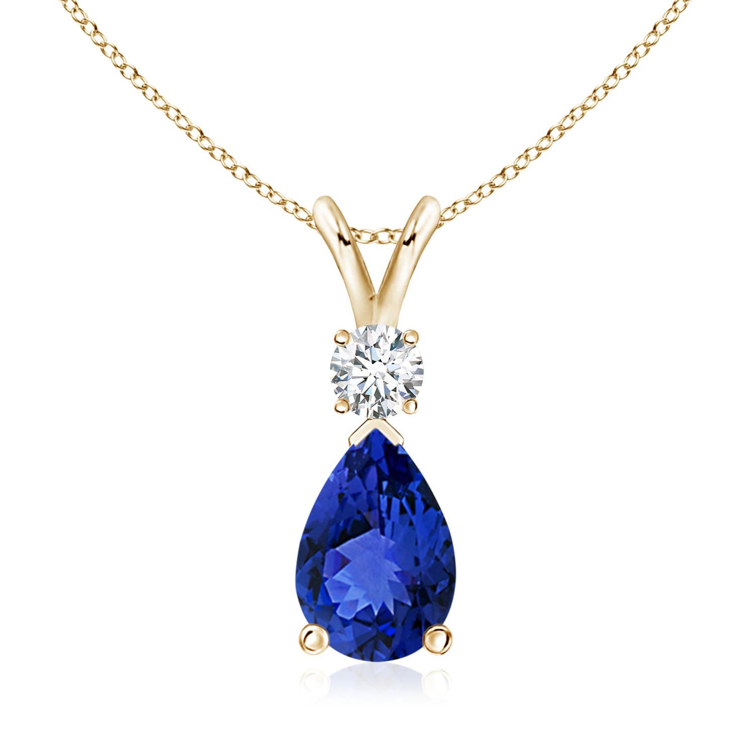 Angara Natural Tanzanite Teardrop Necklace With Diamond for Women