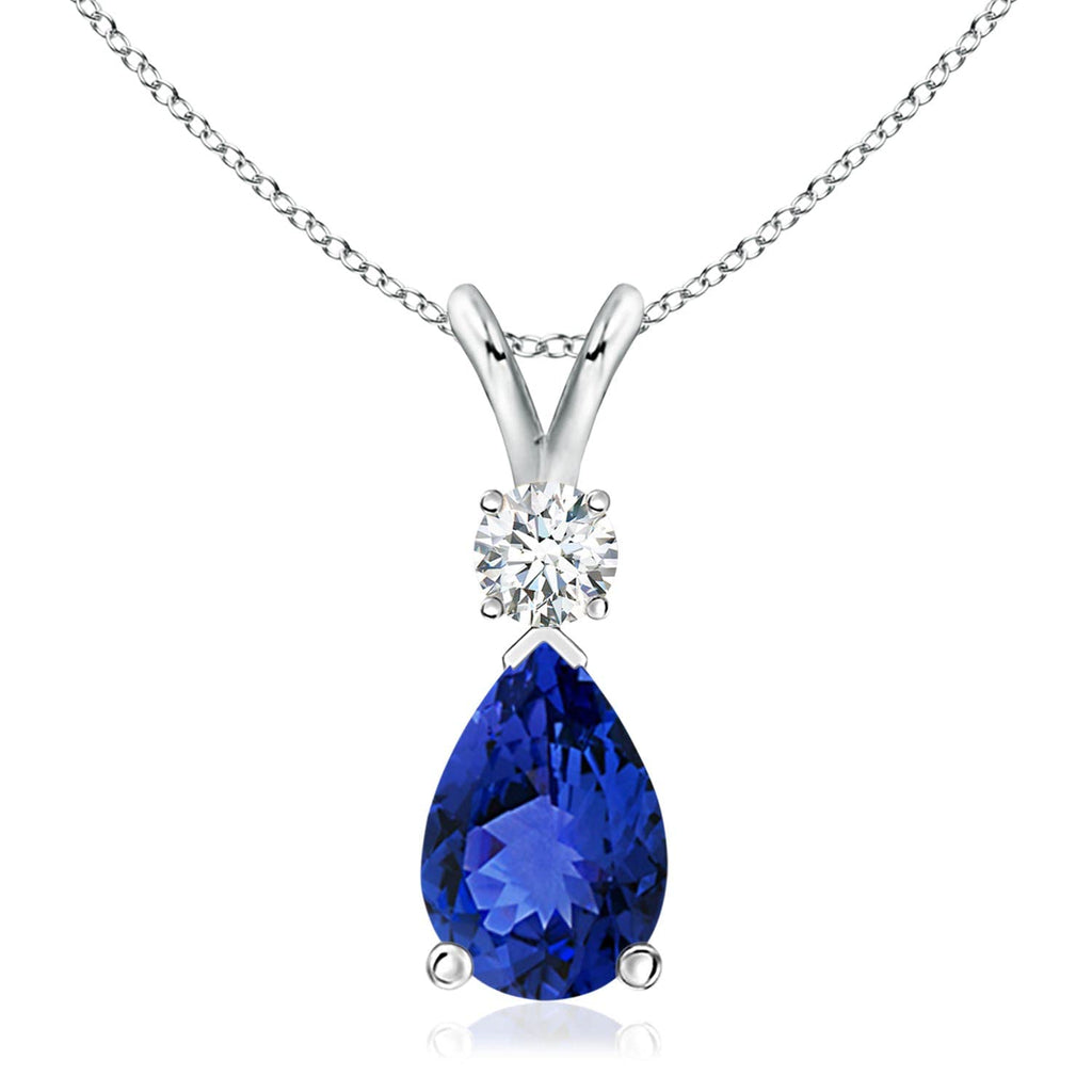 Angara Natural Tanzanite Teardrop Necklace With Diamond for Women