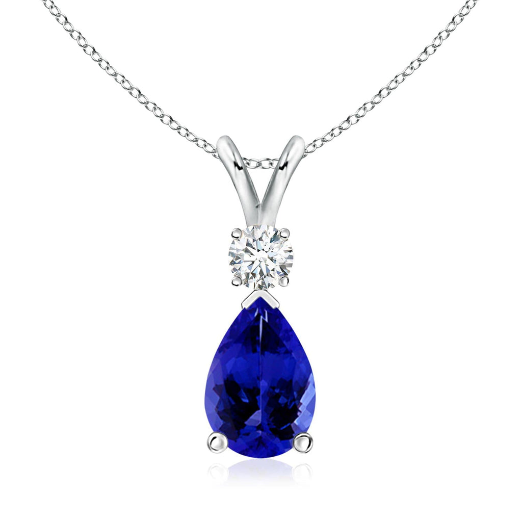 Angara Natural Tanzanite Teardrop Necklace With Diamond for Women