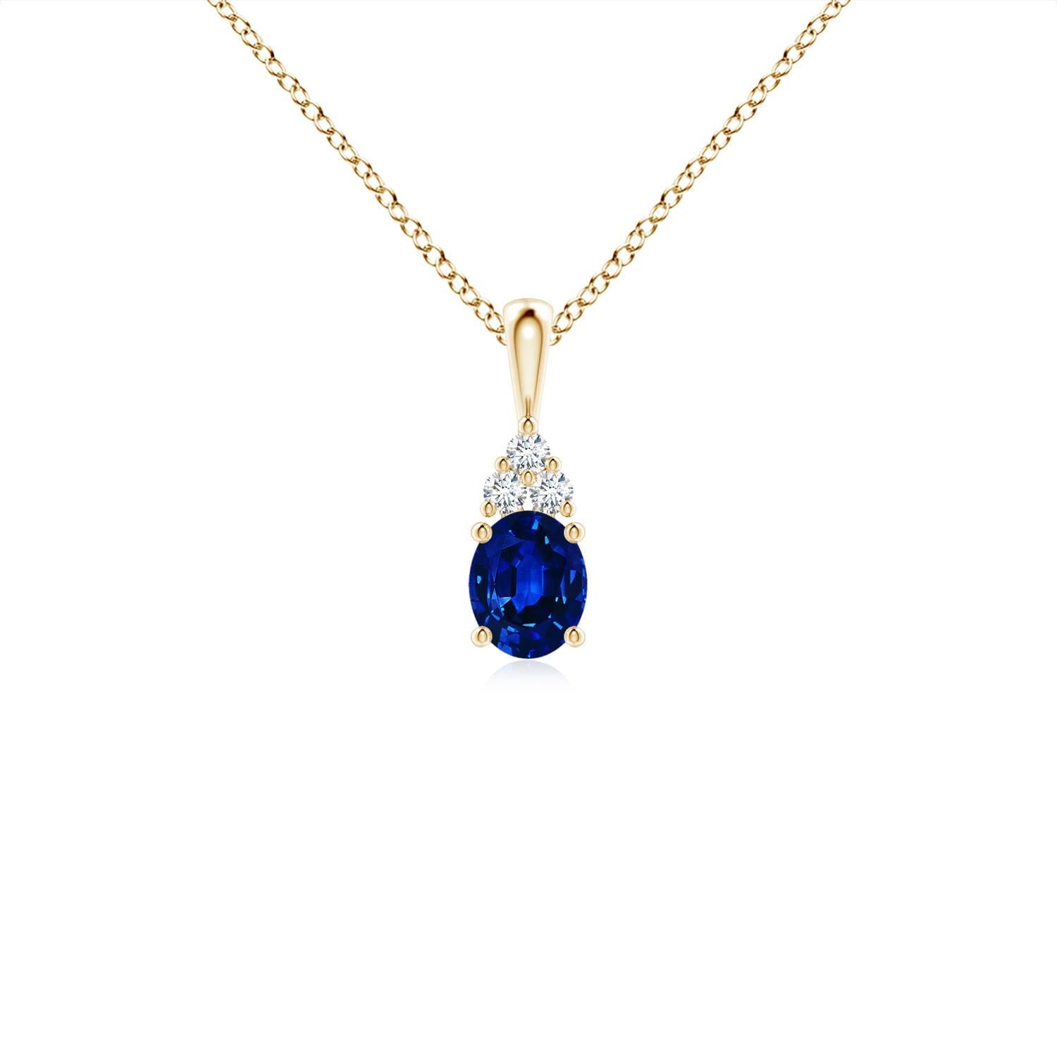 Oval Blue Sapphire Solitaire Pendant Necklace