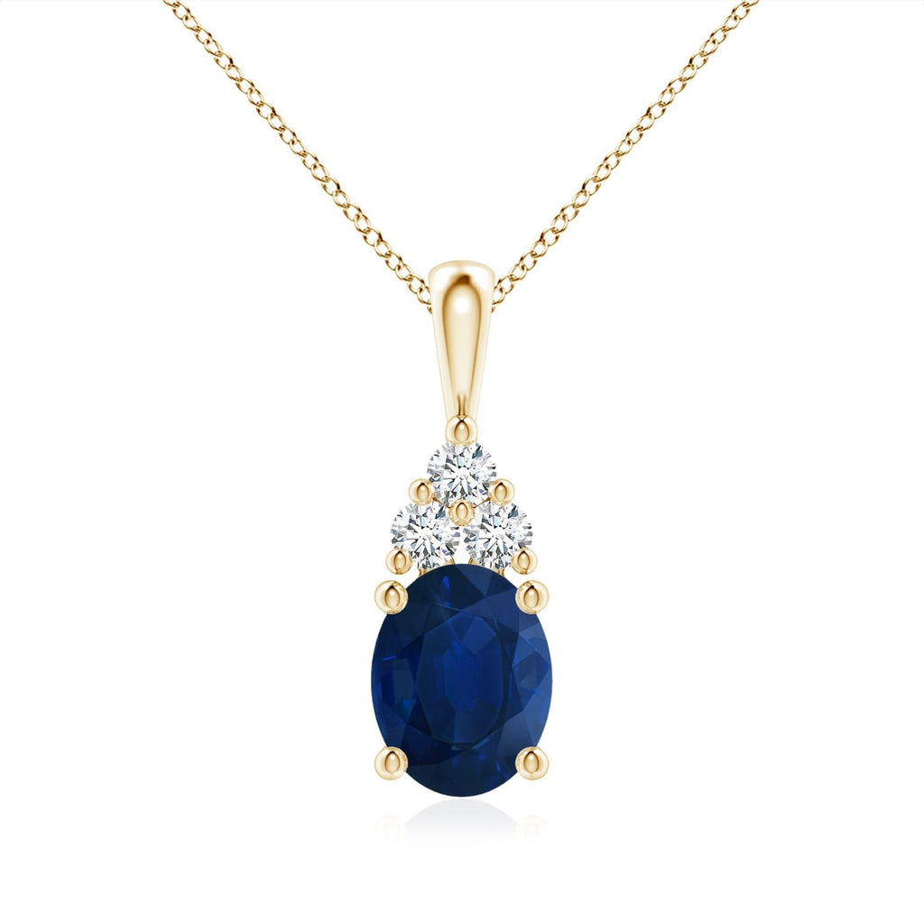 Oval Blue Sapphire Solitaire Pendant Necklace