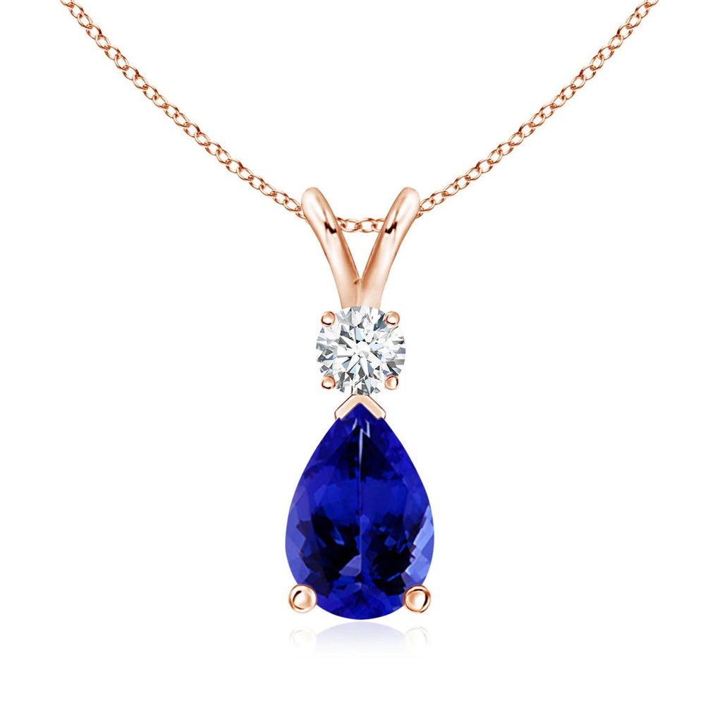 Angara Natural Tanzanite Teardrop Necklace With Diamond for Women
