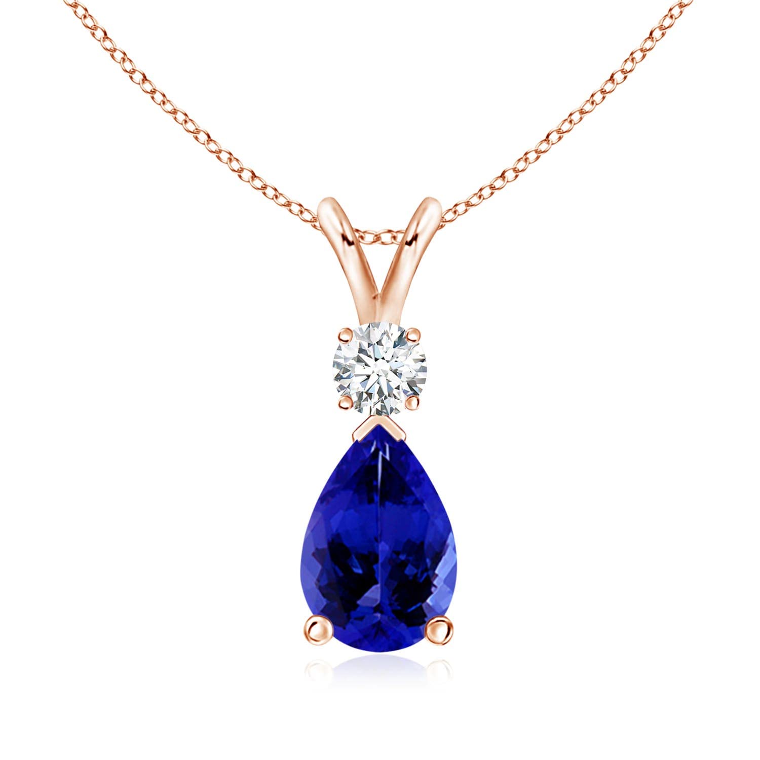 Angara Natural Tanzanite Teardrop Necklace With Diamond for Women