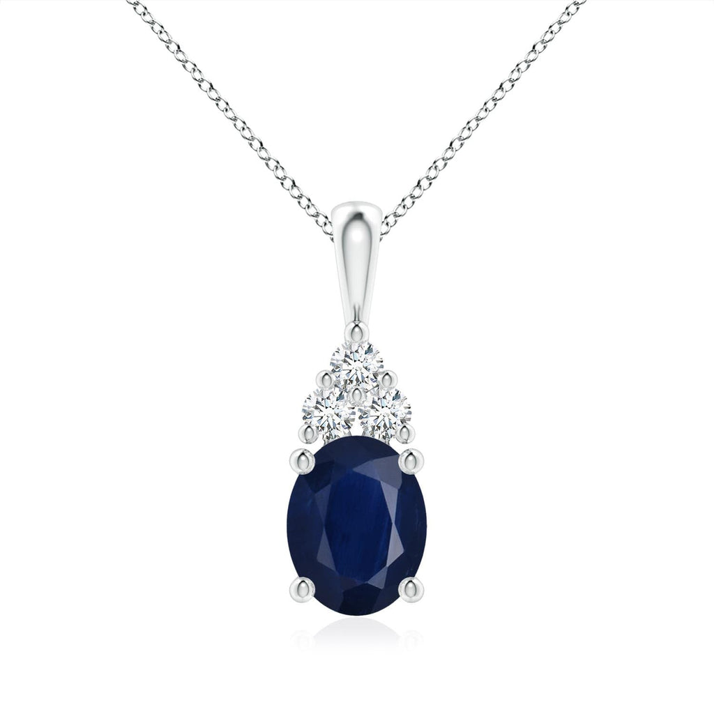 Oval Blue Sapphire Solitaire Pendant Necklace