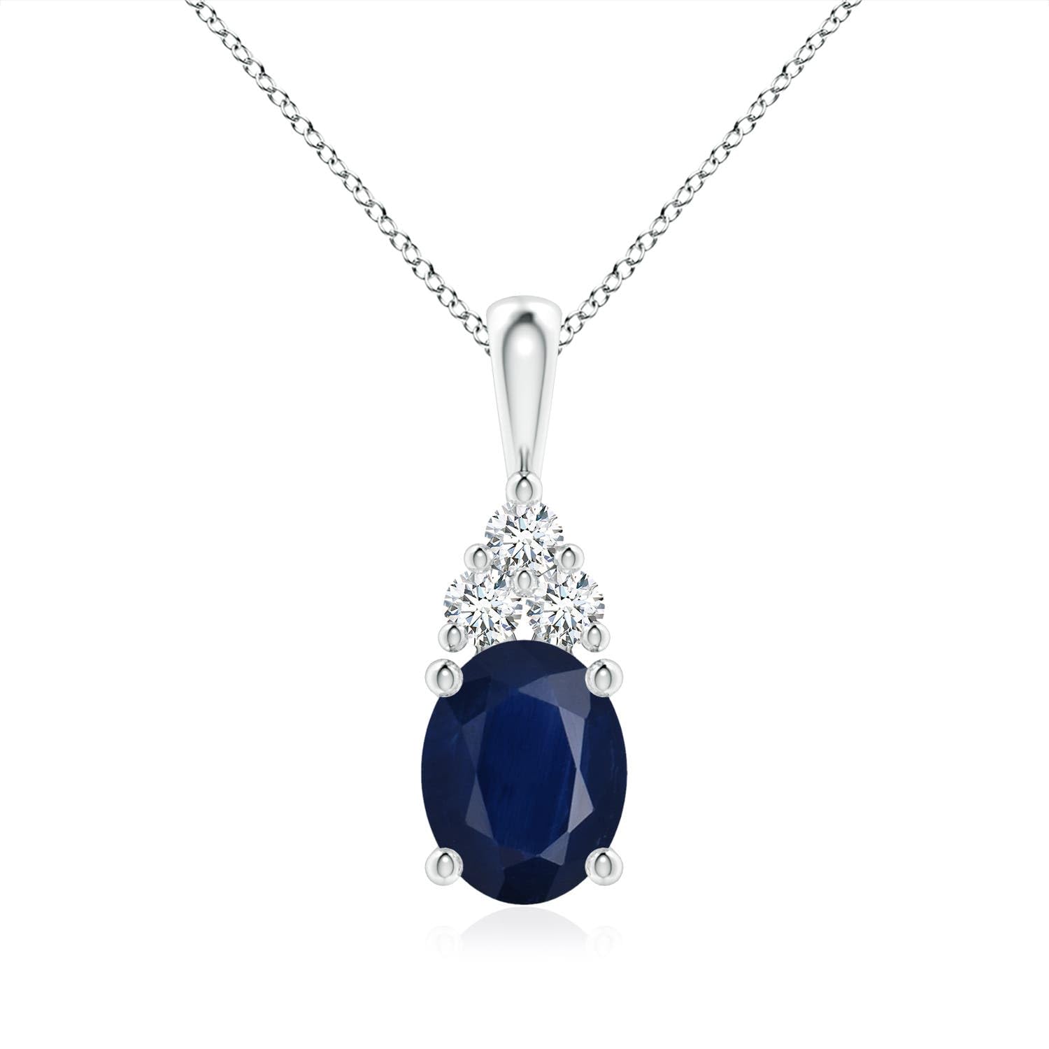 Oval Blue Sapphire Solitaire Pendant Necklace
