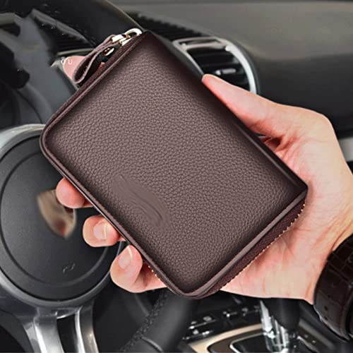 Cow Leather Zip Card Holder Wallet
