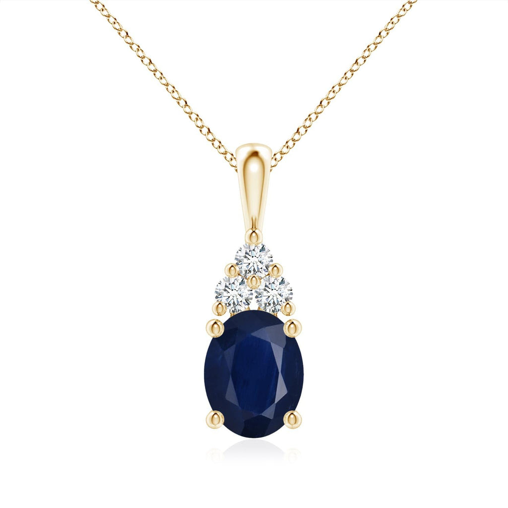 Oval Blue Sapphire Solitaire Pendant Necklace