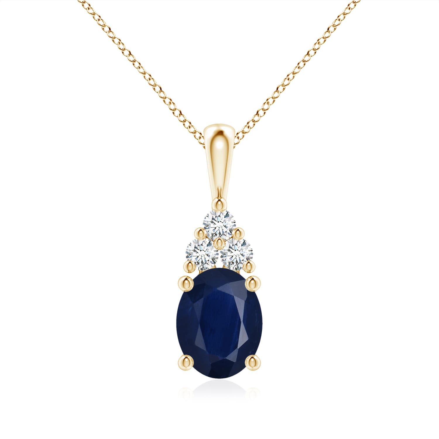 Oval Blue Sapphire Solitaire Pendant Necklace