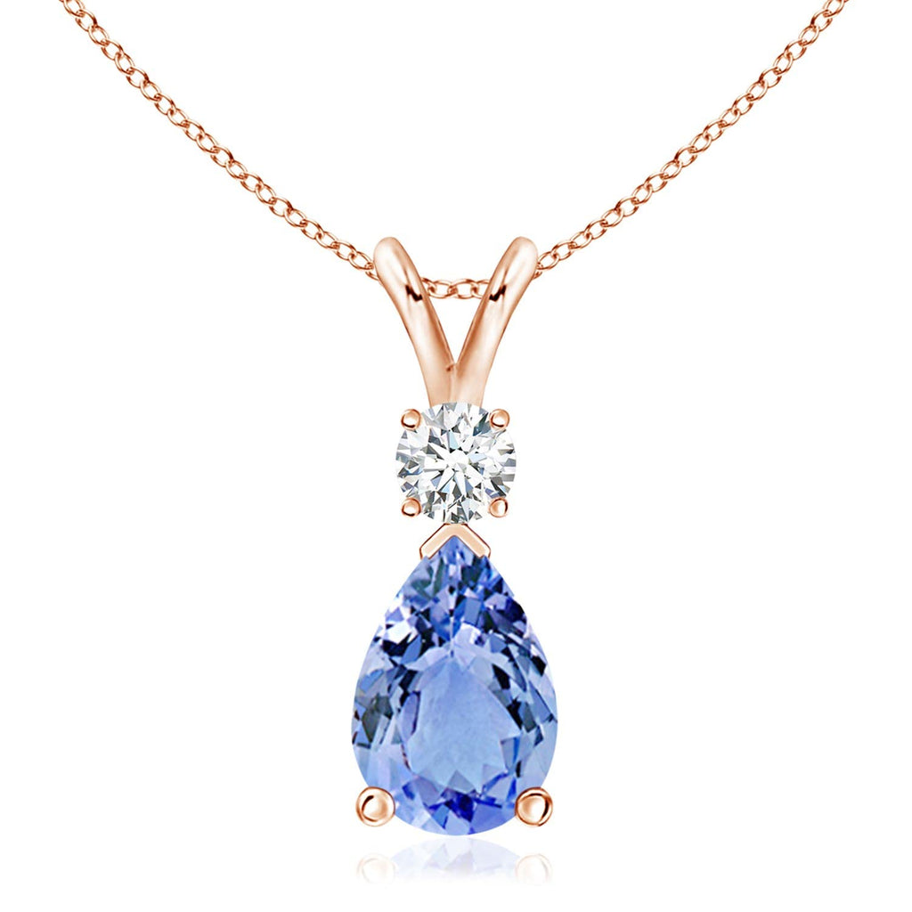 Angara Natural Tanzanite Teardrop Necklace With Diamond for Women