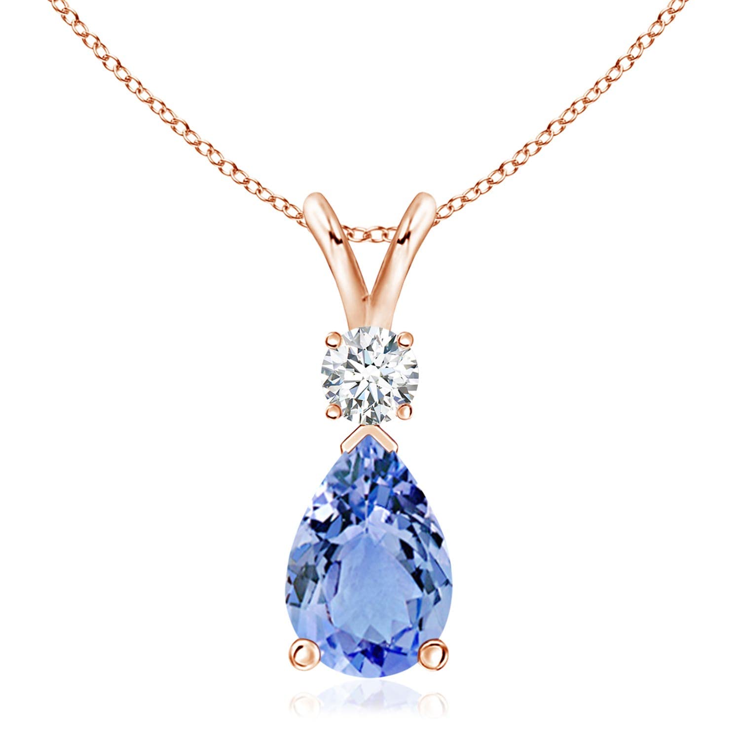 Angara Natural Tanzanite Teardrop Necklace With Diamond for Women