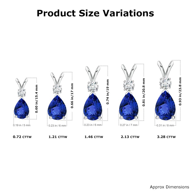 Angara Natural Tanzanite Teardrop Necklace With Diamond for Women