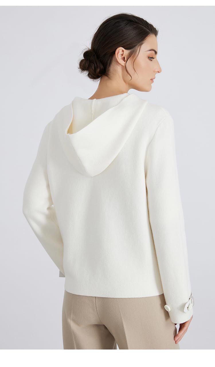 Merino Wool Fleece-Lined Zip-Up Hooded Coat