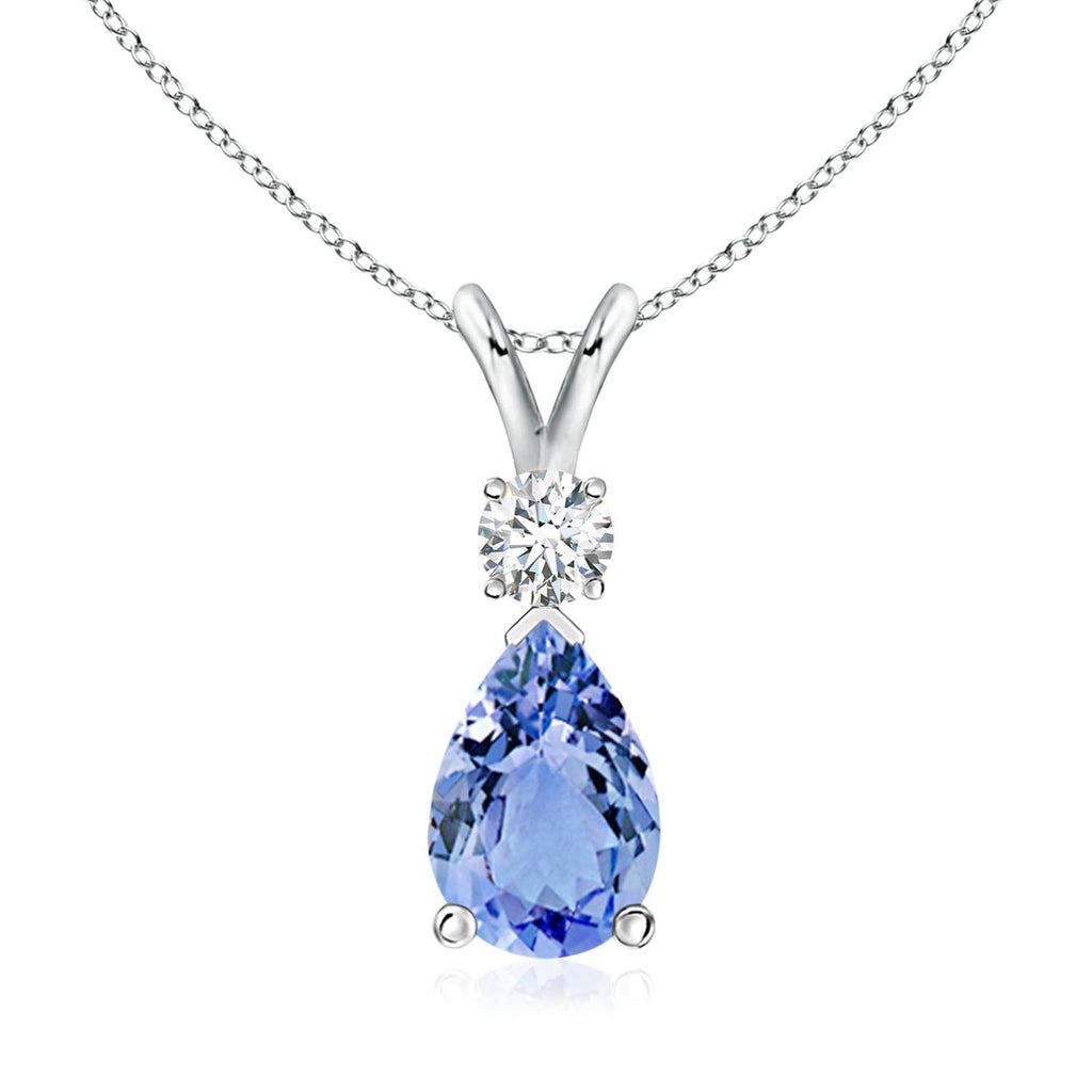 Angara Natural Tanzanite Teardrop Necklace With Diamond for Women
