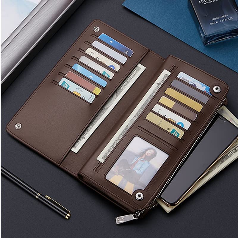 Long Cowhide Leather Zip Wallet