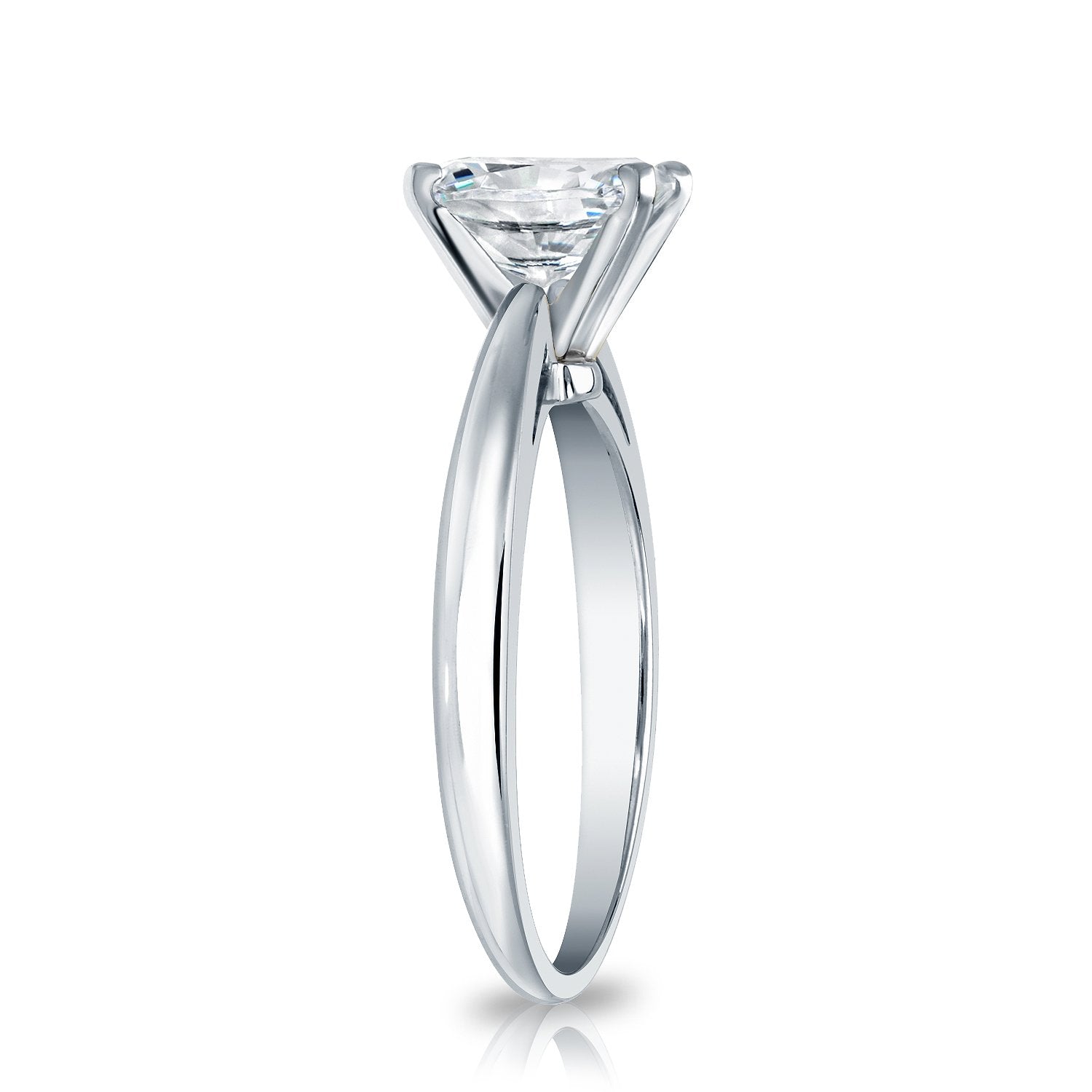 14K White Gold Oval Diamond Solitaire Ring