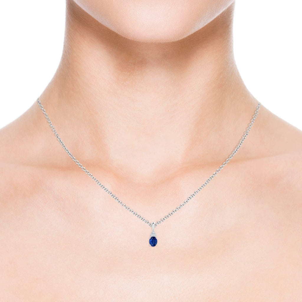 Oval Blue Sapphire Solitaire Pendant Necklace