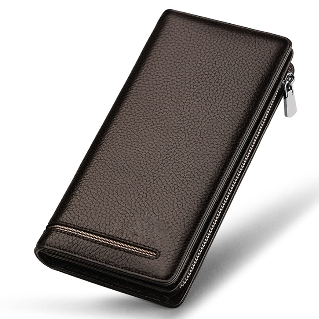 Long Cowhide Leather Zip Wallet