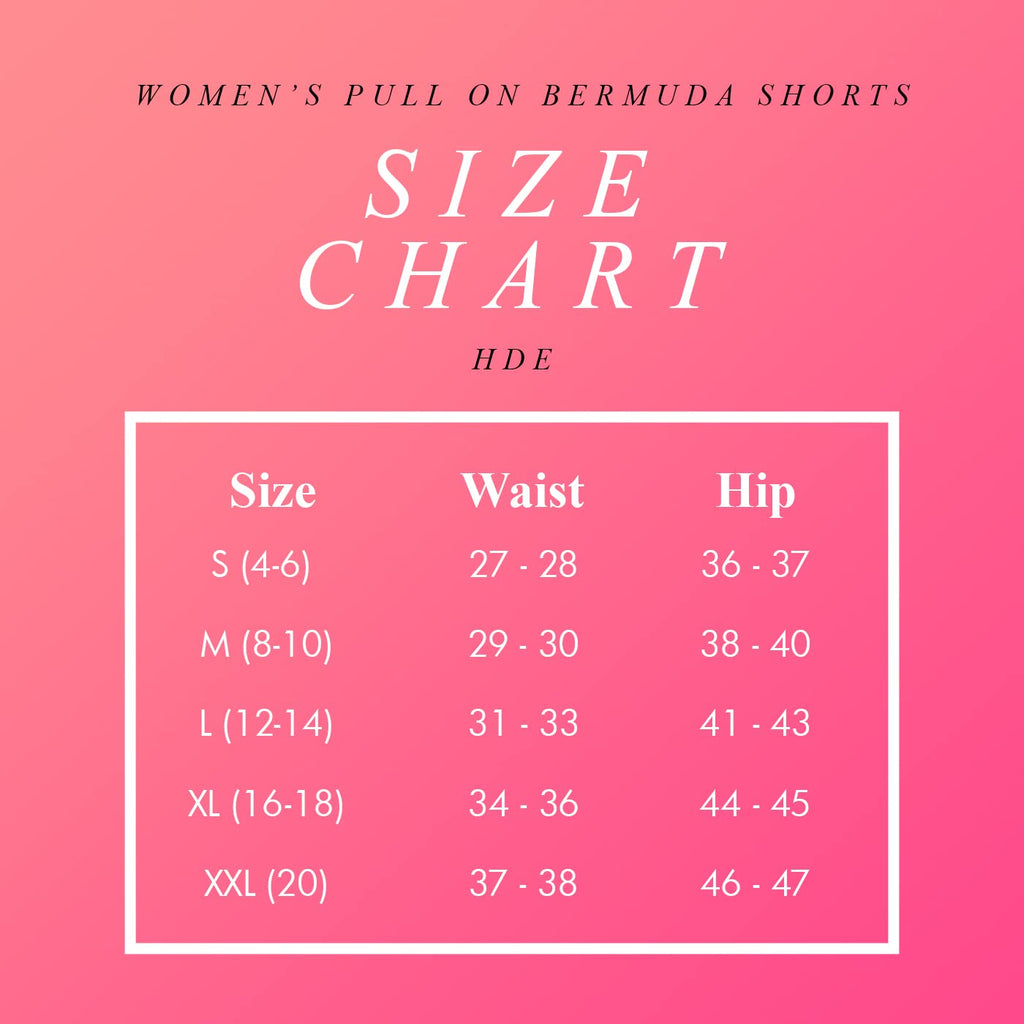 HDE Women's Pull On Bermuda Shorts Mid Rise 10" Inseam Shorts with Pockets