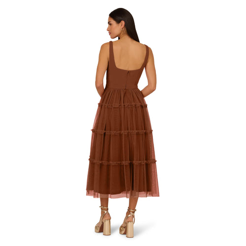 Adrianna Papell Women's Knit and Mesh Midi Dress