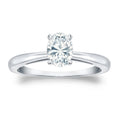 14K White Gold Oval Diamond Solitaire Ring