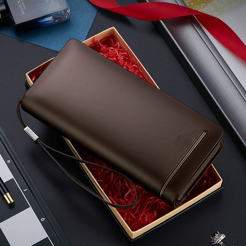 Long Cowhide Leather Zip Wallet