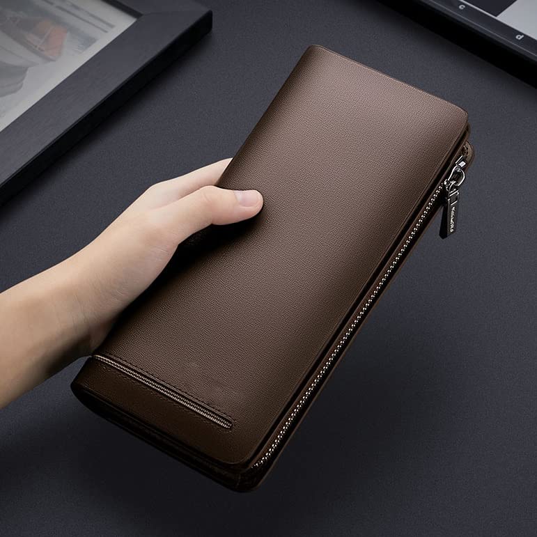 Long Cowhide Leather Zip Wallet