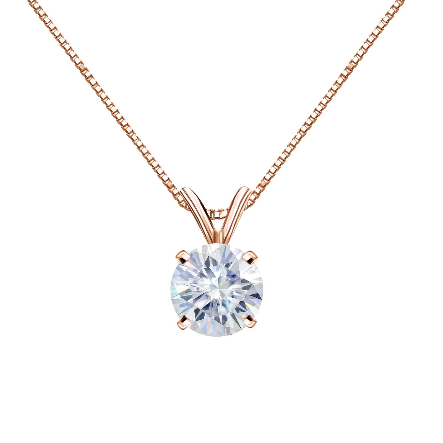 Round Moissanite Solitaire Pendant Necklace