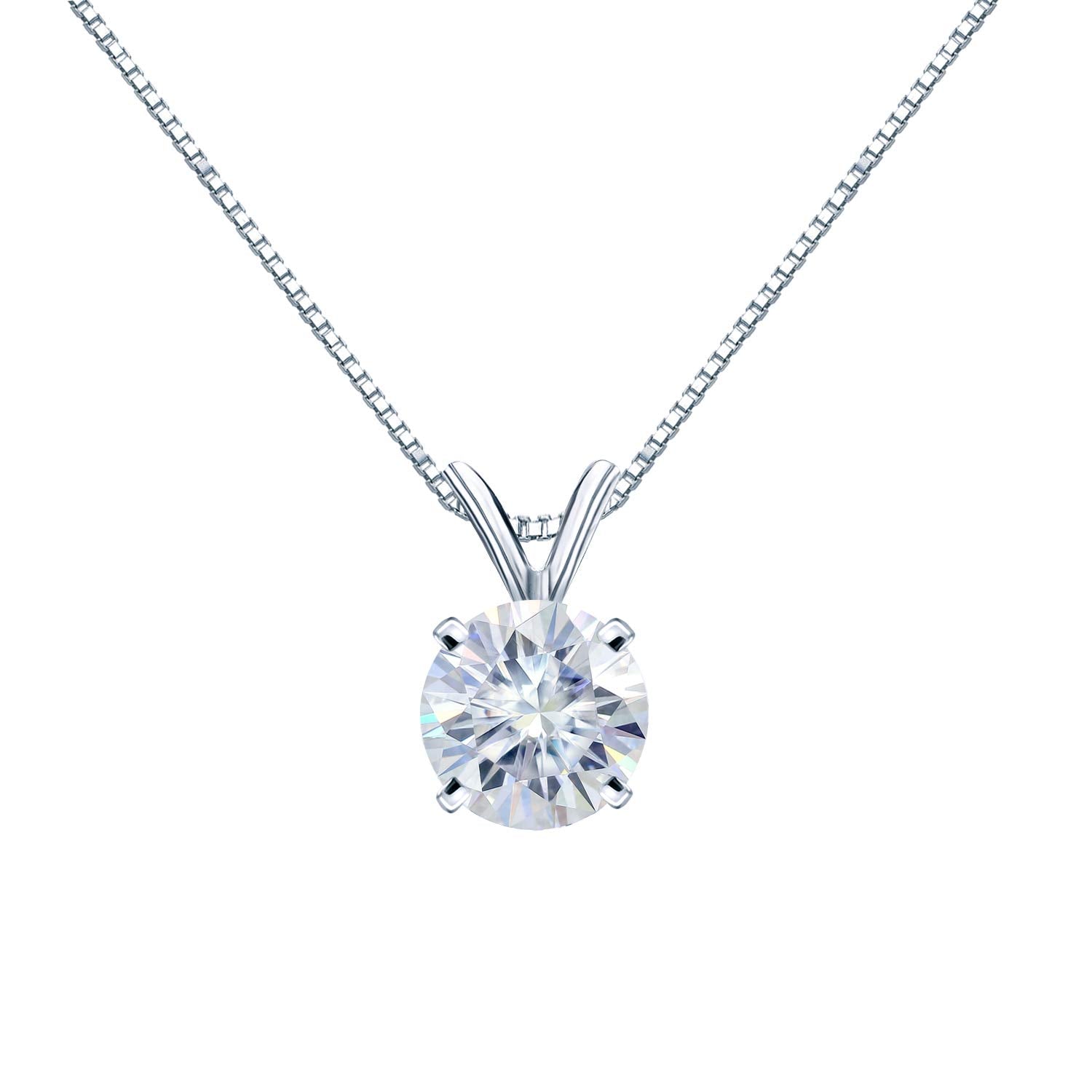 Round Moissanite Solitaire Pendant Necklace