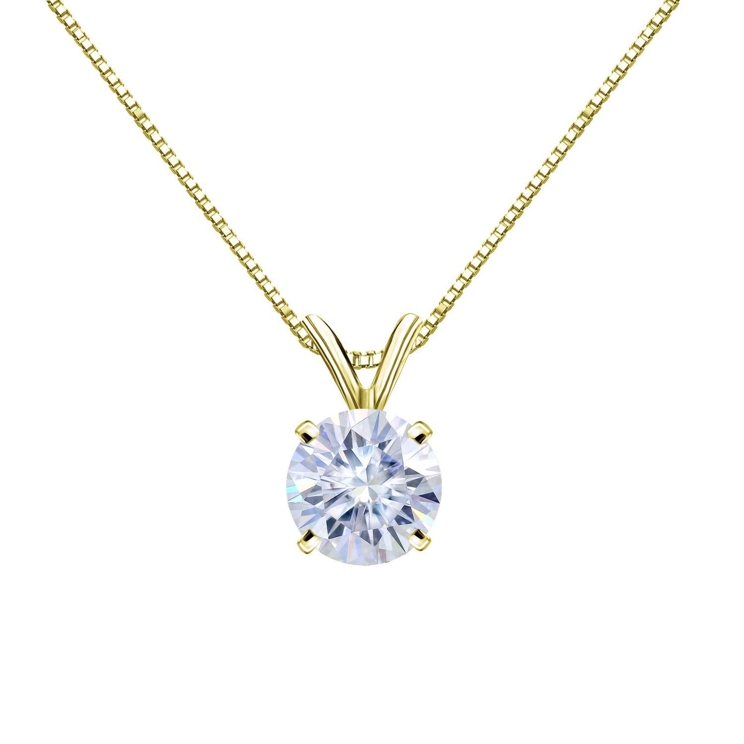 Round Moissanite Solitaire Pendant Necklace