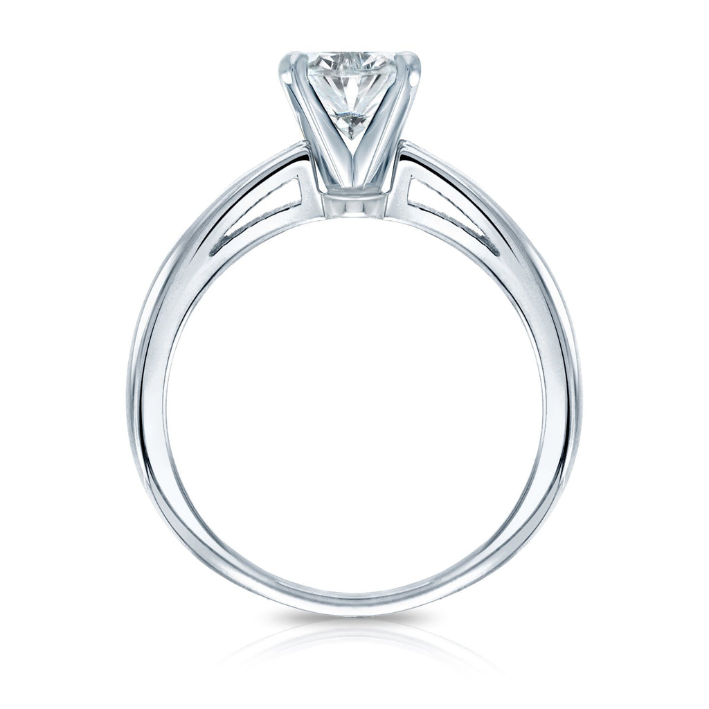 14K White Gold Oval Diamond Solitaire Ring
