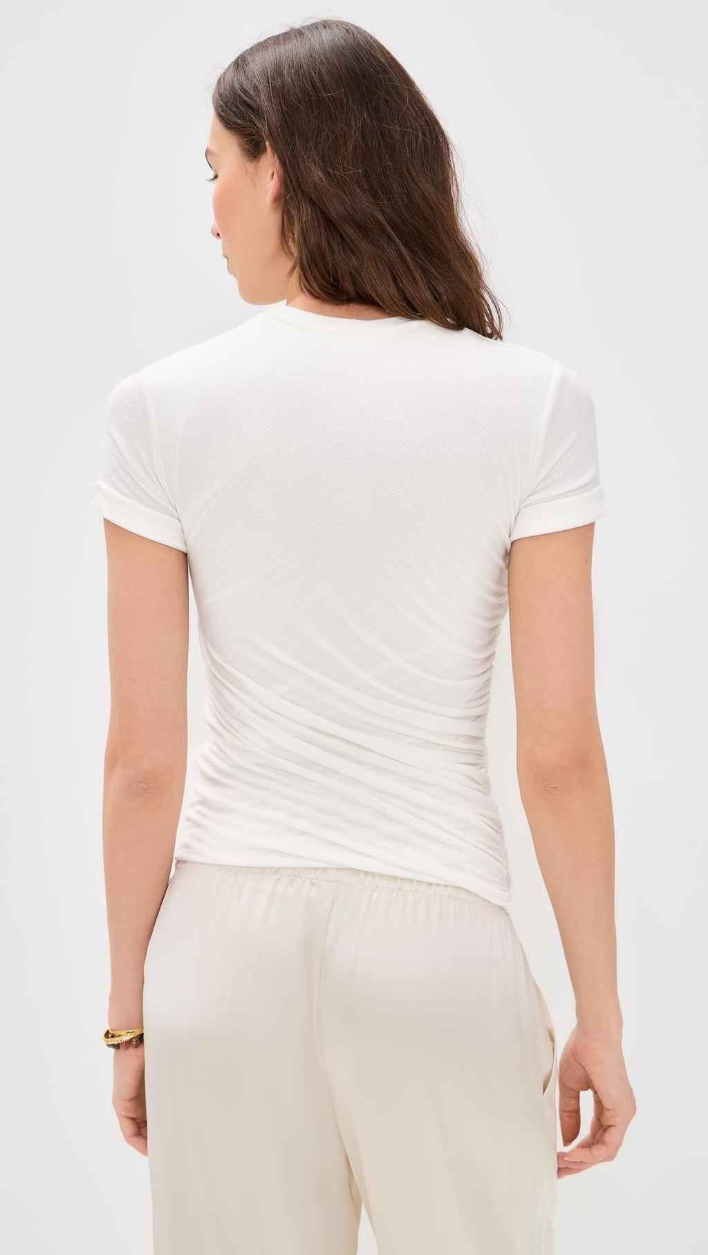 White Crewneck Fitted Short Sleeve T-Shirt by The Line by K