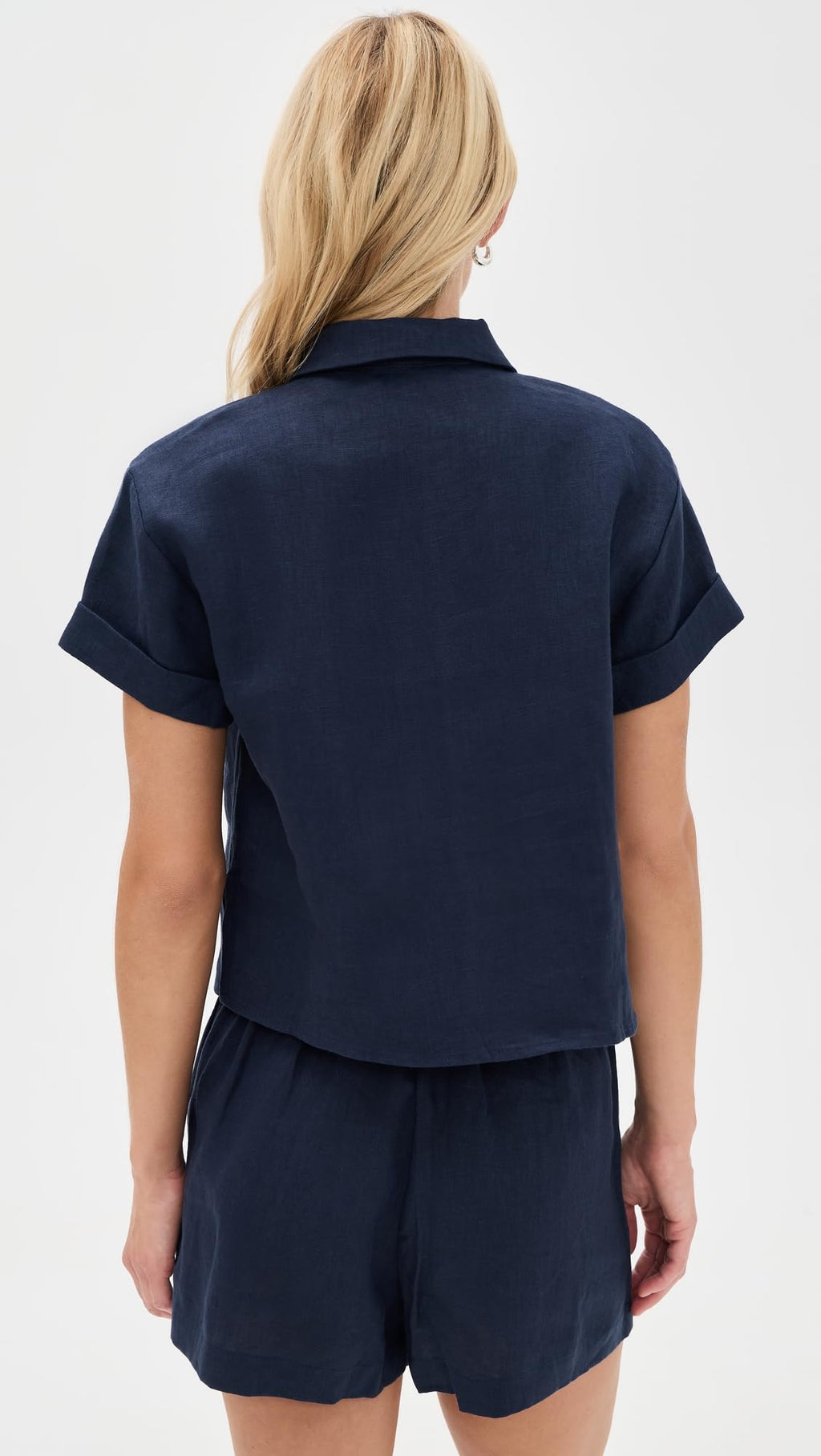 perfectwhitetee Women's Tabitha Linen Button Down Collared Tee