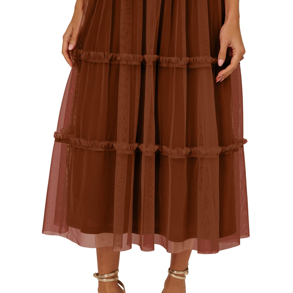 Adrianna Papell Women's Knit and Mesh Midi Dress