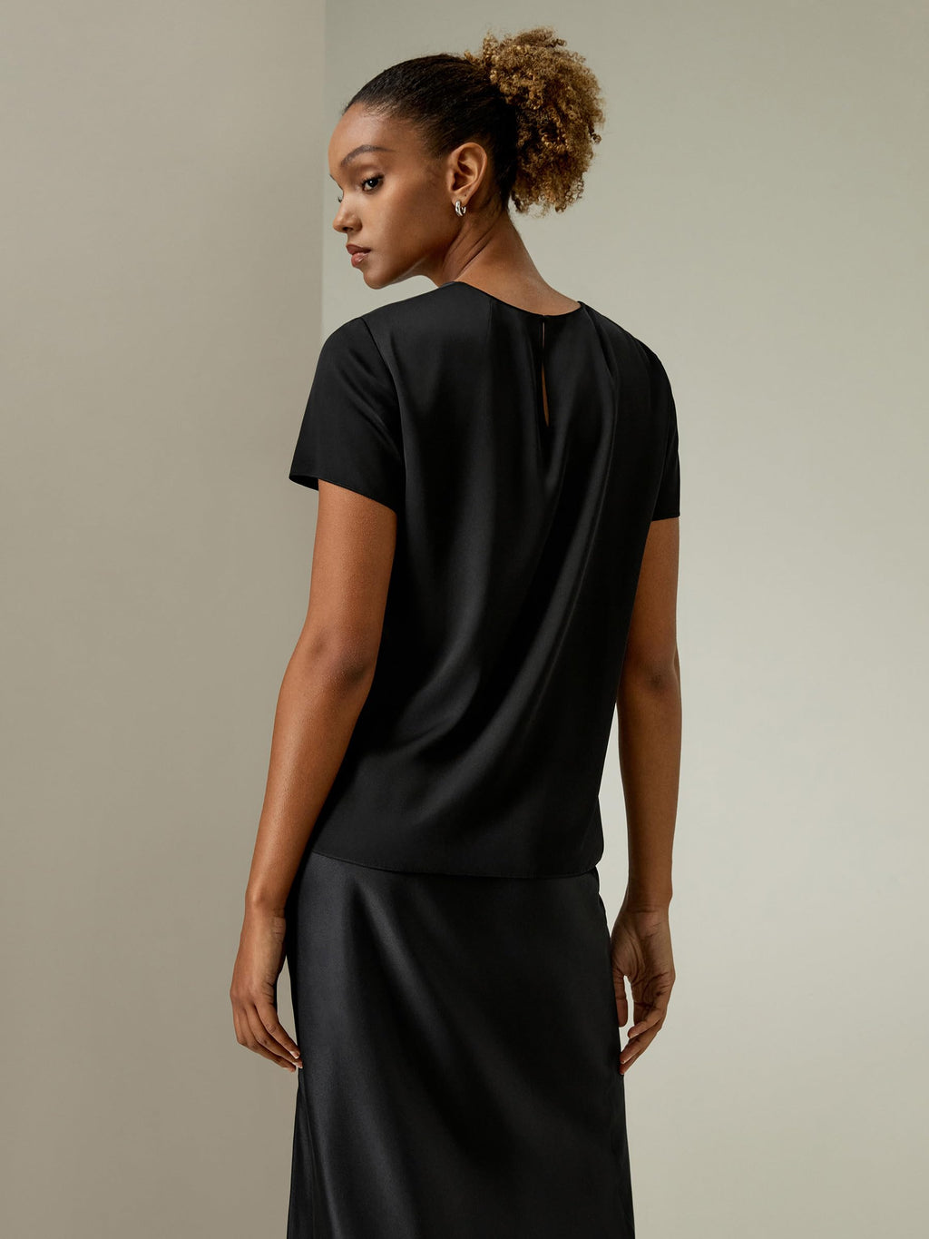 Silk Batwing Short Sleeve Asymmetrical T-Shirt