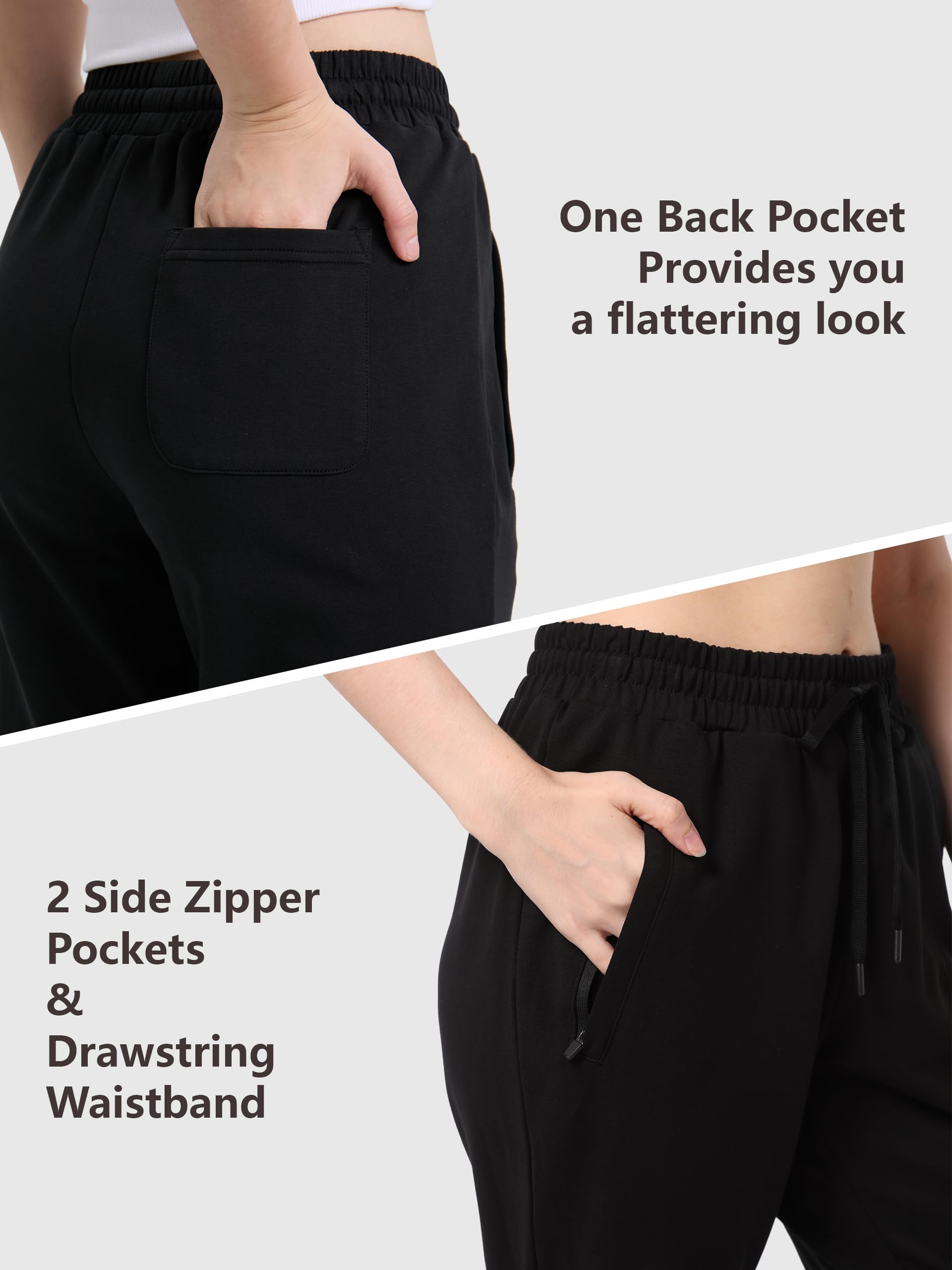 SEVEGO Women's Sweatpants Tall Cotton Yoga Lounge 30"/32"/34"/36" Casual Open Bottom Soft Workout Zipper Pocket Joggers