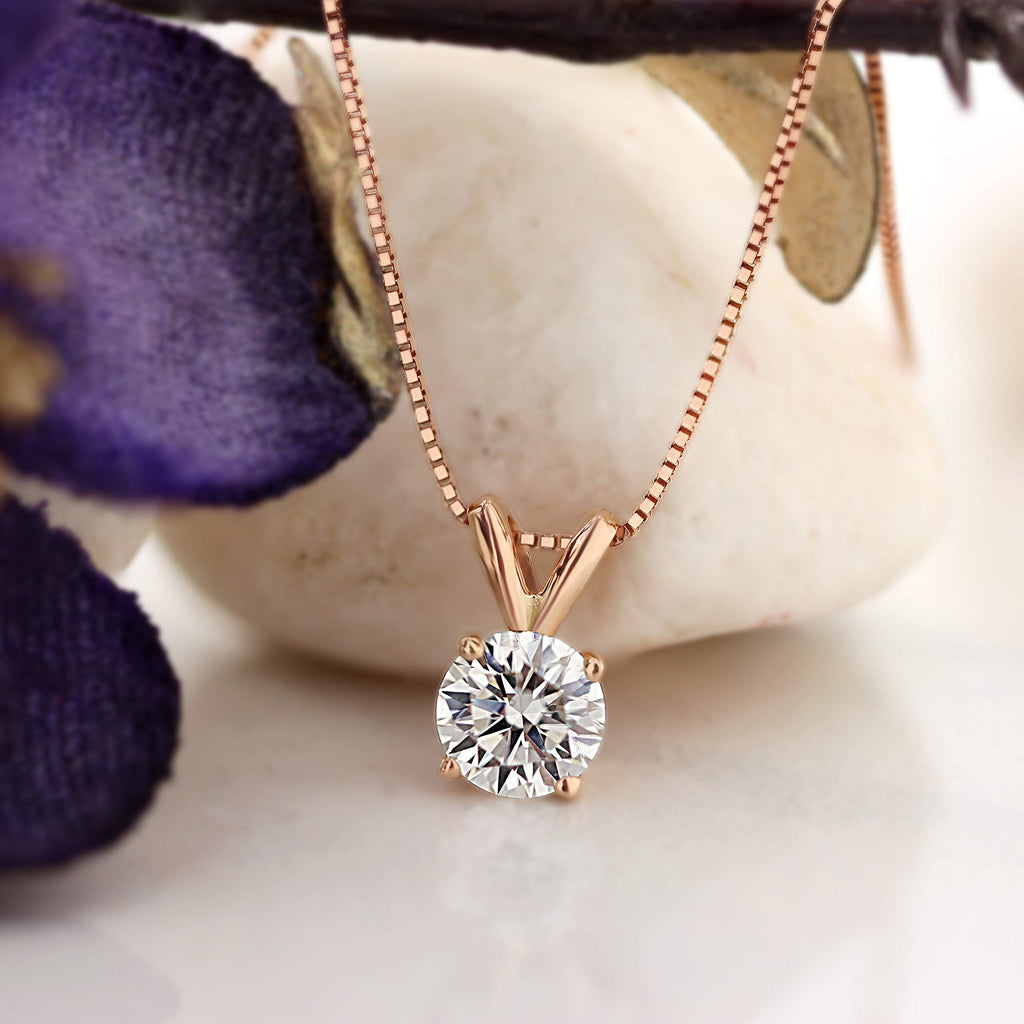 Round Moissanite Solitaire Pendant Necklace