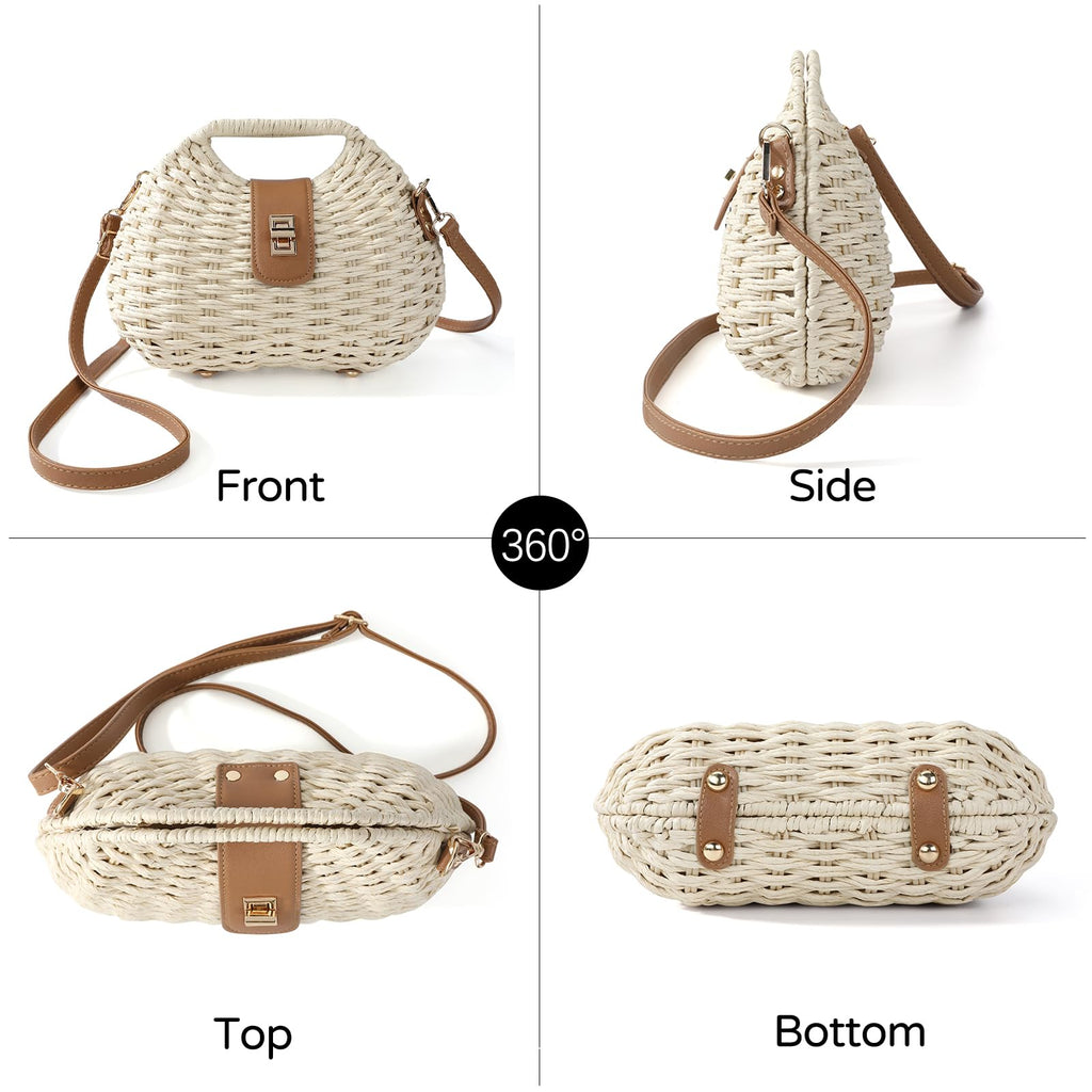 Handwoven Straw Crossbody Clutch