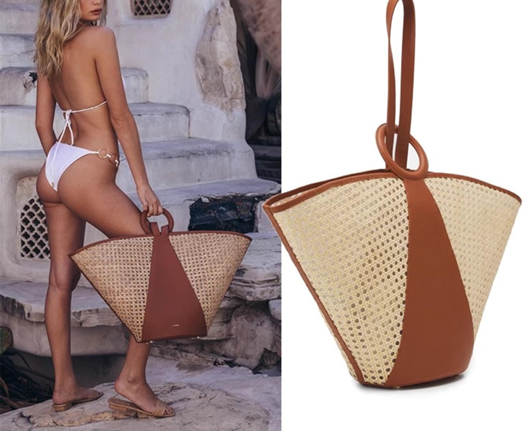 Rattan Woven Straw Tote Bag