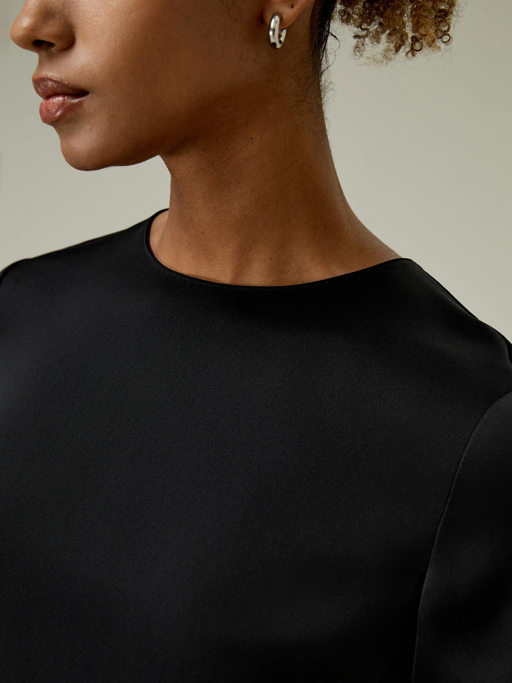 Silk Batwing Short Sleeve Asymmetrical T-Shirt