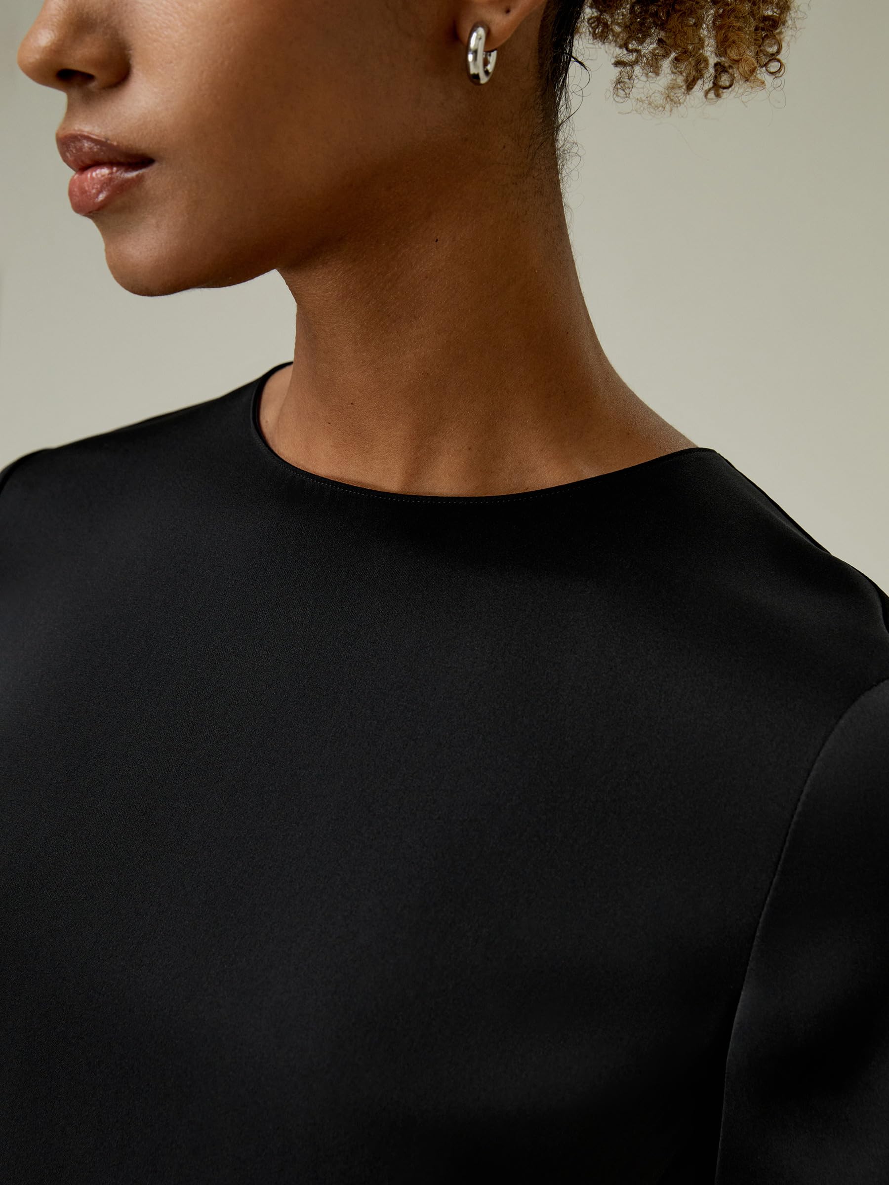Silk Batwing Short Sleeve Asymmetrical T-Shirt