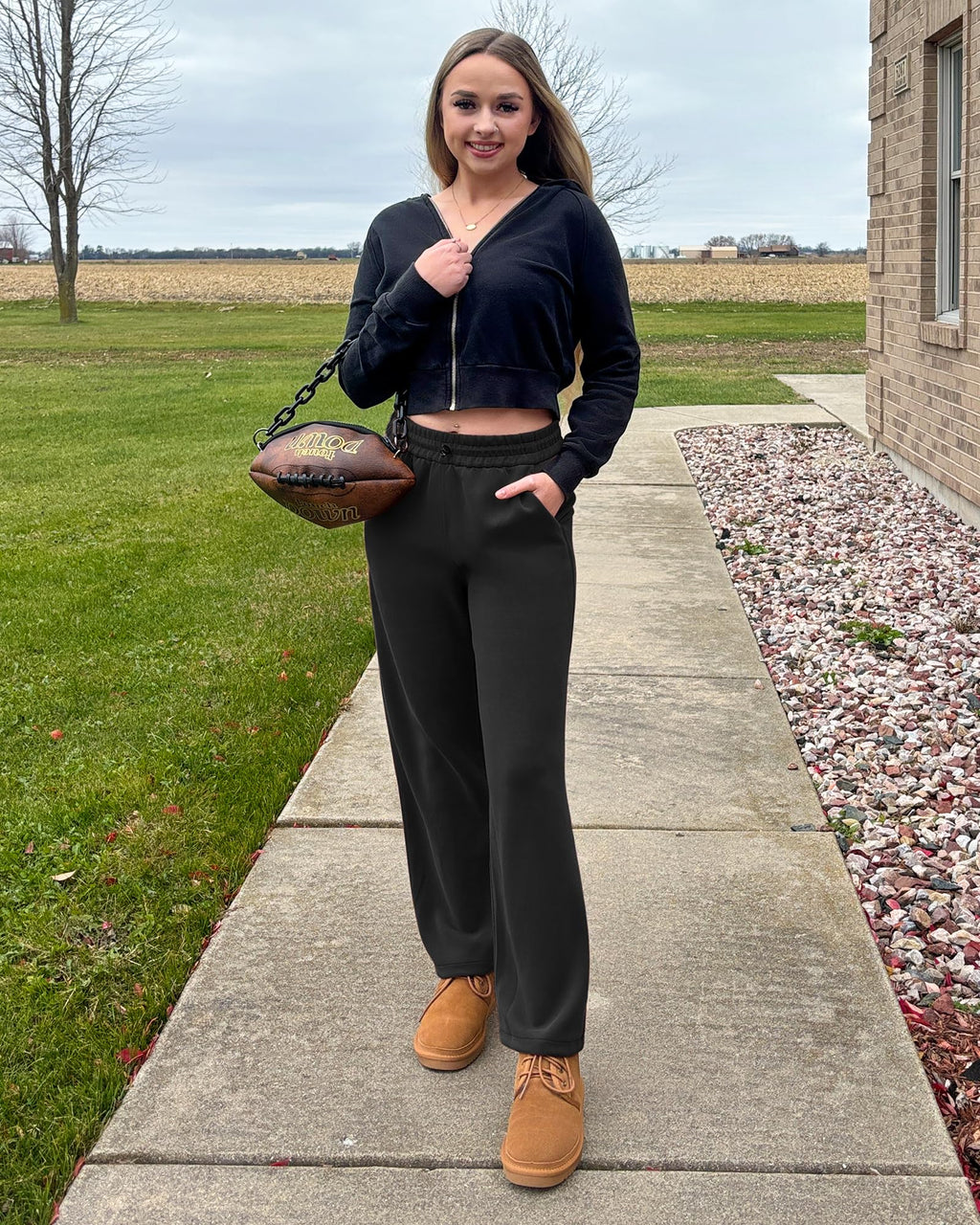 G4Free Smoofit Wide Leg Sweatpants Drawcord High Waist with Pockets