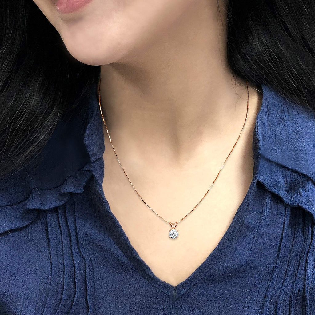 Round Moissanite Solitaire Pendant Necklace